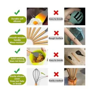 Fungun Juego de utensilios de cocina de silicón juego de