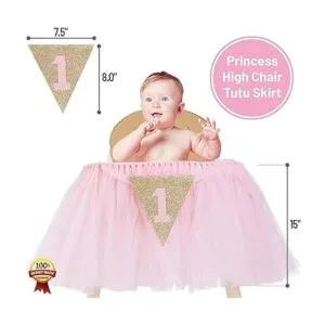 Decoración de primer cumpleaños para niña silla alta_2
