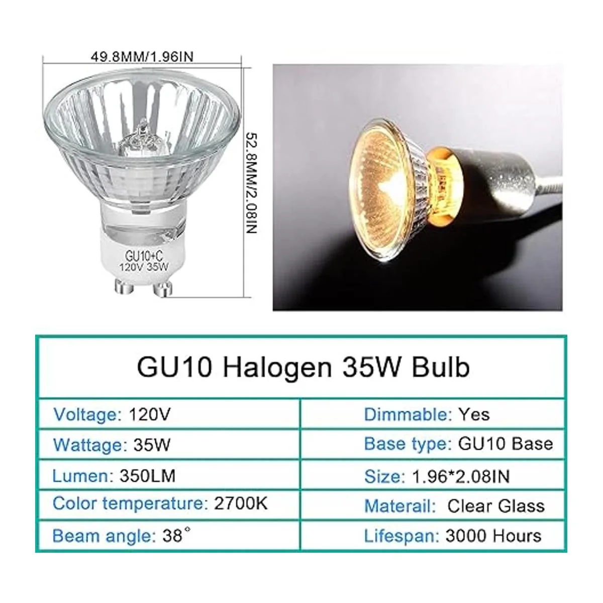 GU10 Bombillas halógenas de 35 W paquete de 6 bombillas_3