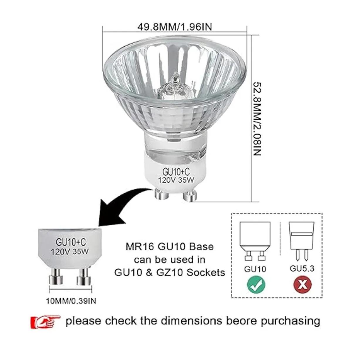 GU10 Bombillas halógenas de 35 W paquete de 6 bombillas_2