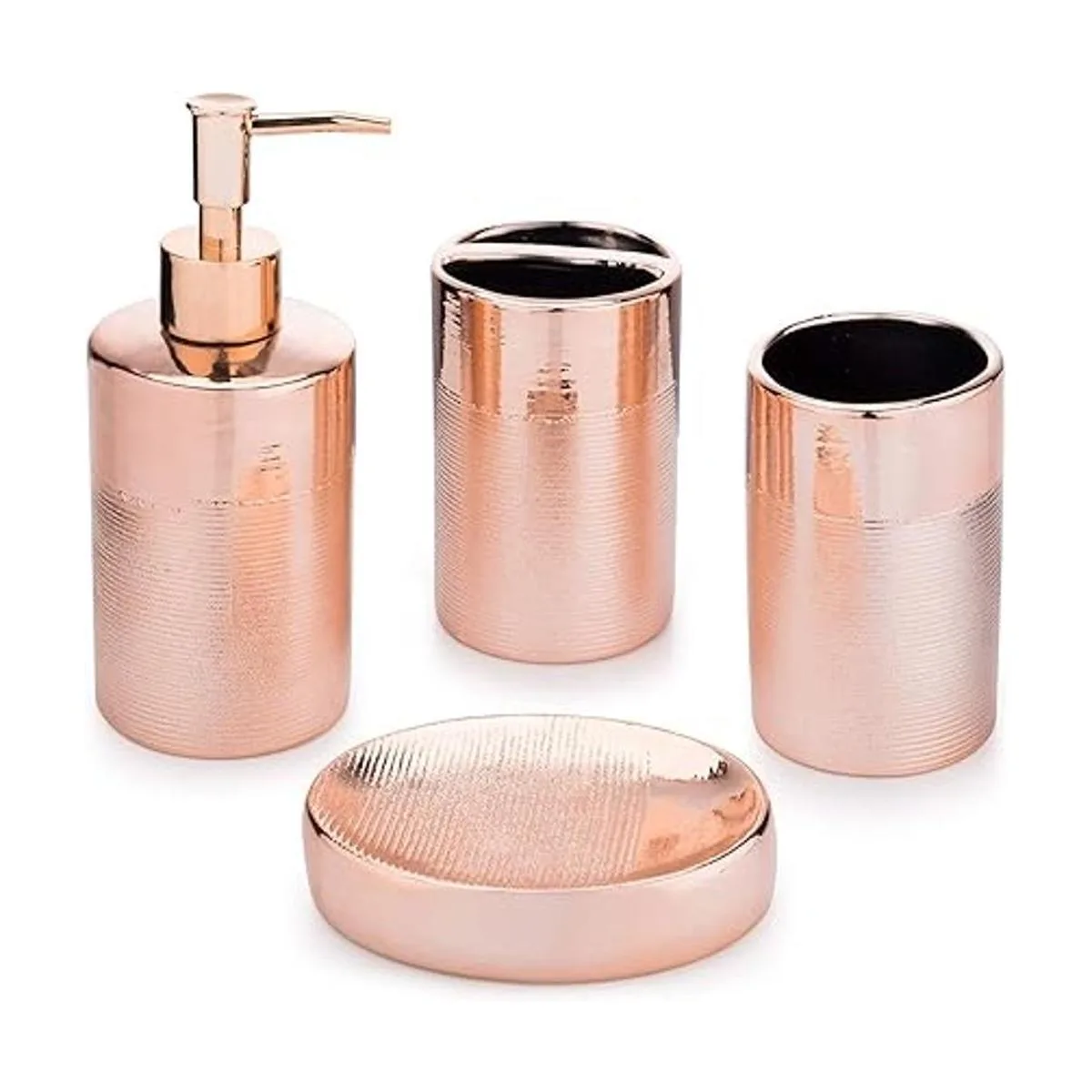 MyGift Juego de baño de cerámica texturizada moderna de