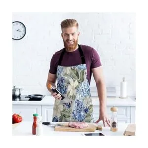 Moslion Delantal floral de 31 x 27 pulgadas flores de_3