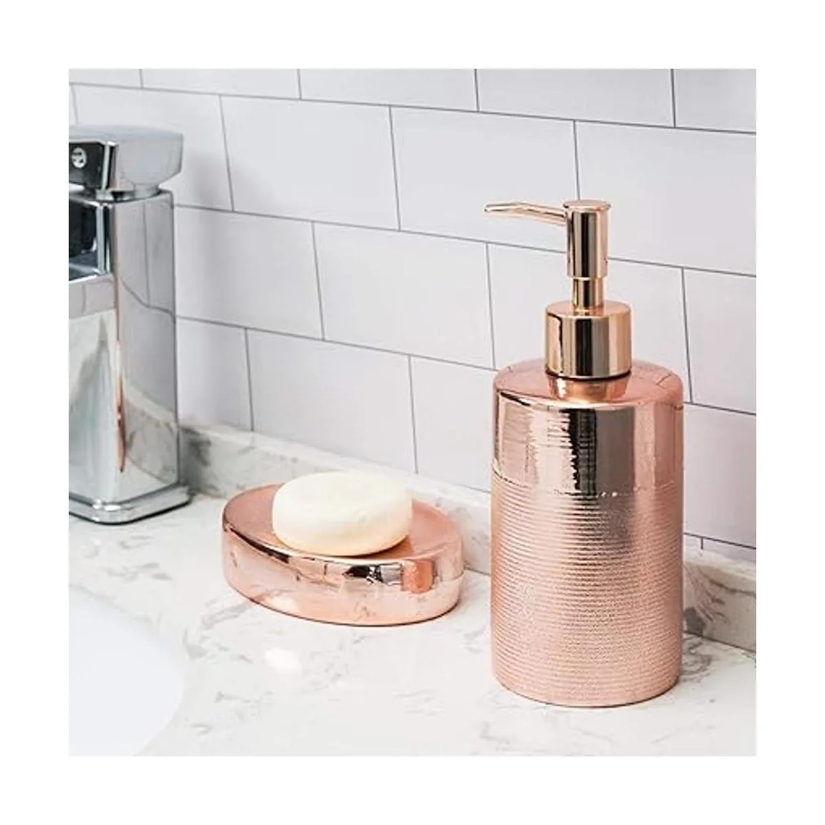 MyGift Juego de baño de cerámica texturizada moderna de