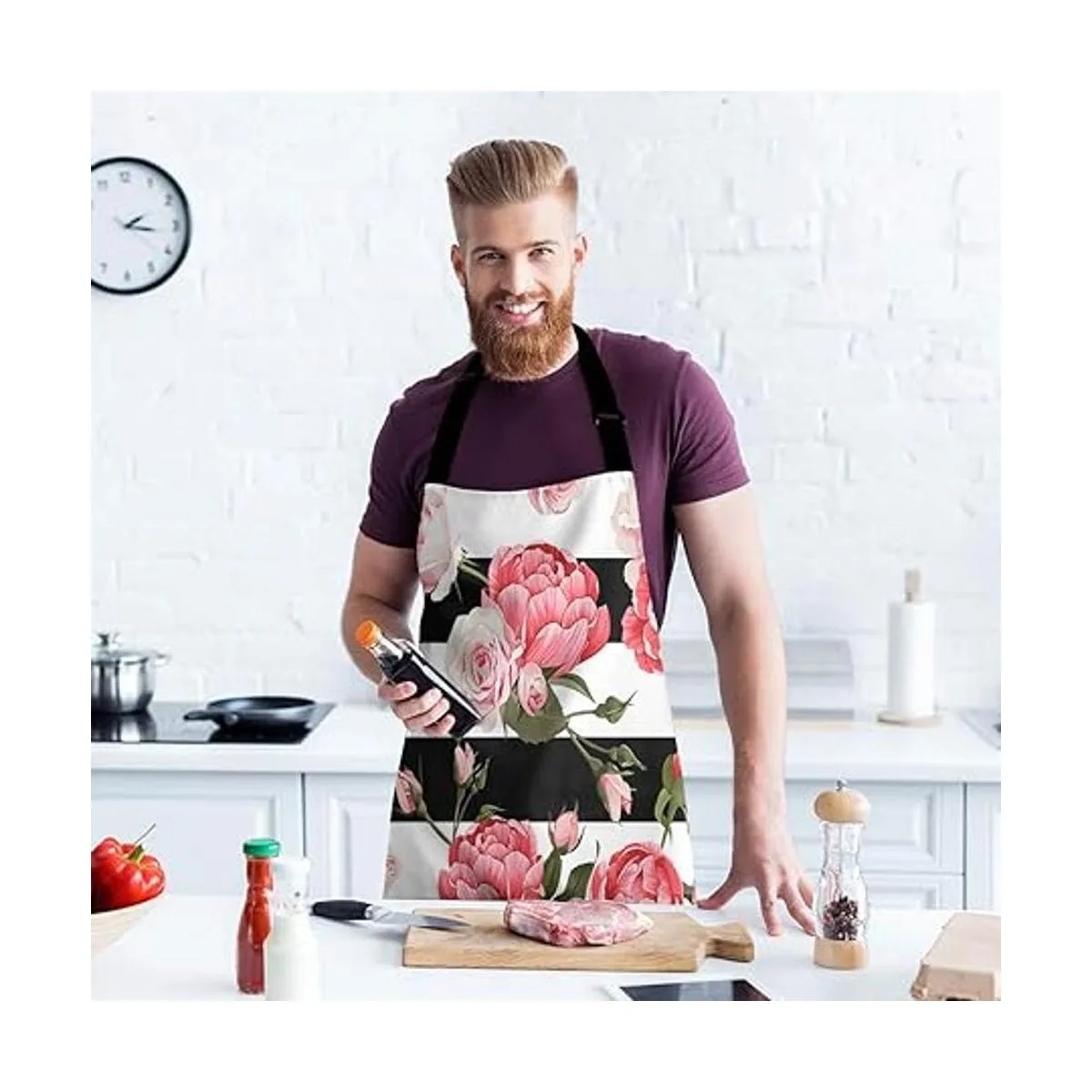 Moslion Mandala Delantal de chef de camarera con cuello_3