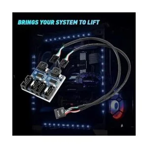 Rocketek Cabezal USB de 9 pines macho de 1 a 4 hembra_4