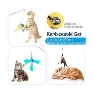 Pawaboo Juguete de varita de plumas para gatos paquete de_5