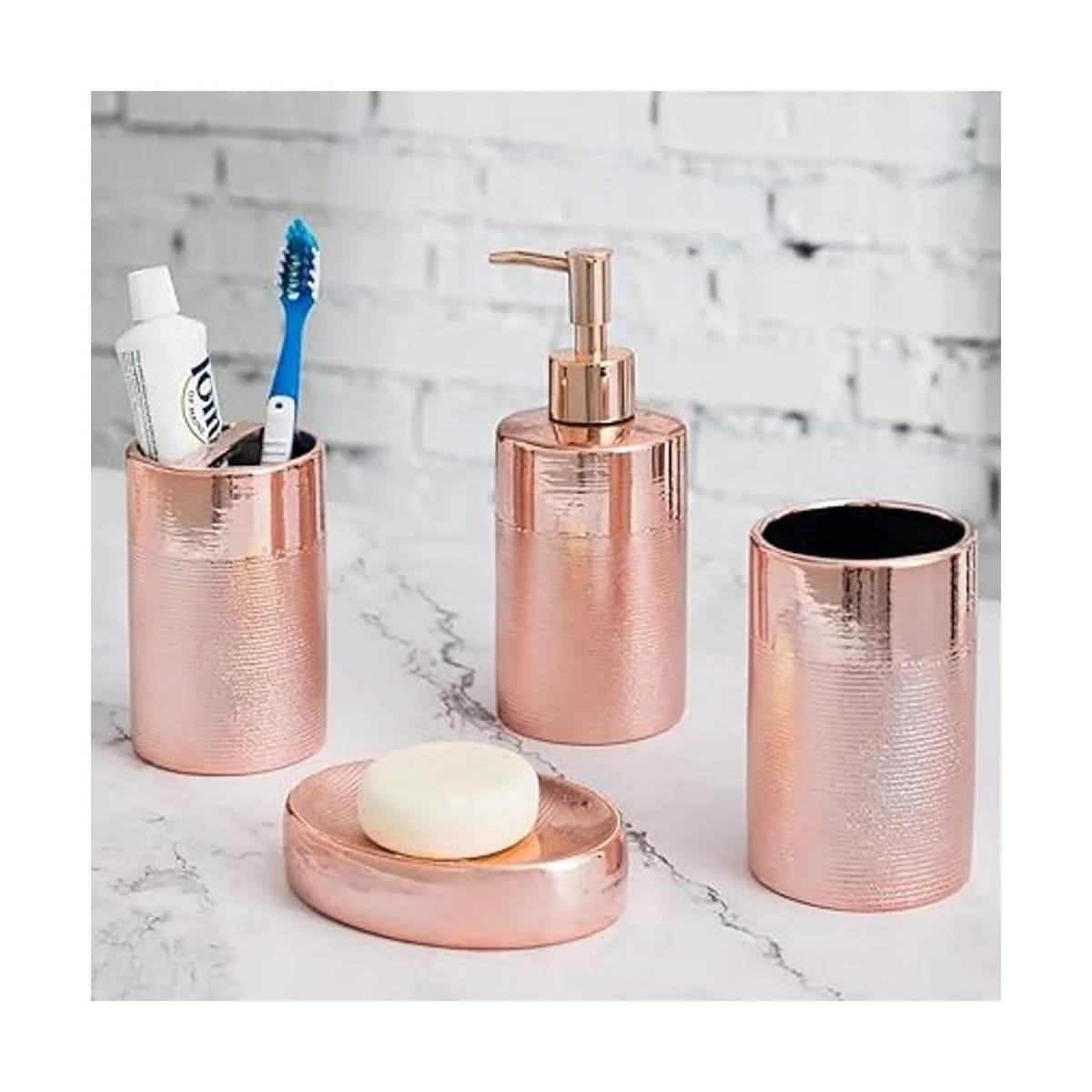 MyGift Juego de baño de cerámica texturizada moderna de