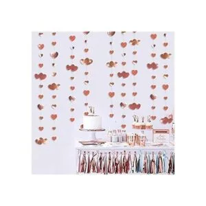 Guirnalda de corazón de oro rosa de 52 pies para colgar_4