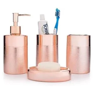 MyGift Juego de baño de cerámica texturizada moderna de