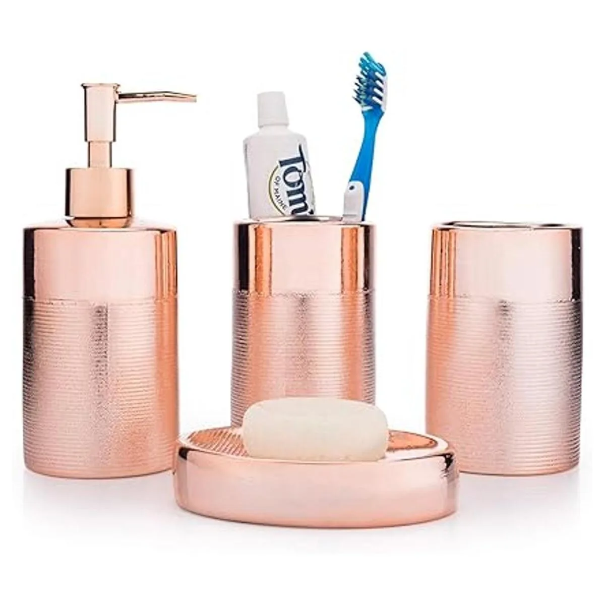 MyGift Juego de baño de cerámica texturizada moderna de