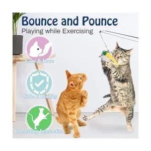 Pawaboo Juguete de varita de plumas para gatos paquete de_4