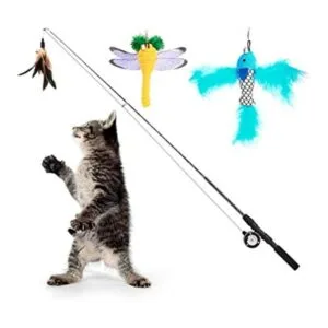 Pawaboo Juguete de varita de plumas para gatos paquete de_1