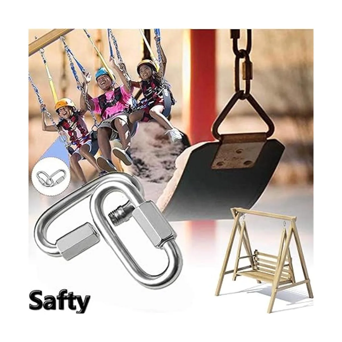 Quick Link mosquetón de acero inoxidable 304 en forma de