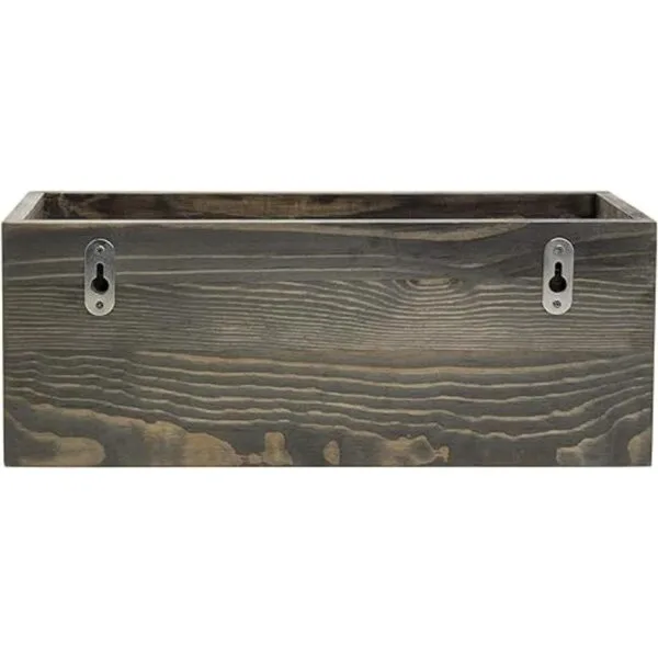 MyGift Cesta de madera y metal para colgar en la pared