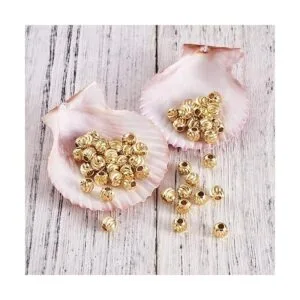 Craftdady 100 cuentas redondas chapadas en oro de 18_6