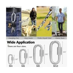 Quick Link mosquetón de acero inoxidable 304 en forma de