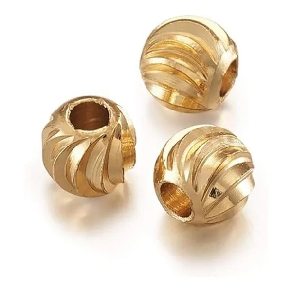 Craftdady 100 cuentas redondas chapadas en oro de 18_3