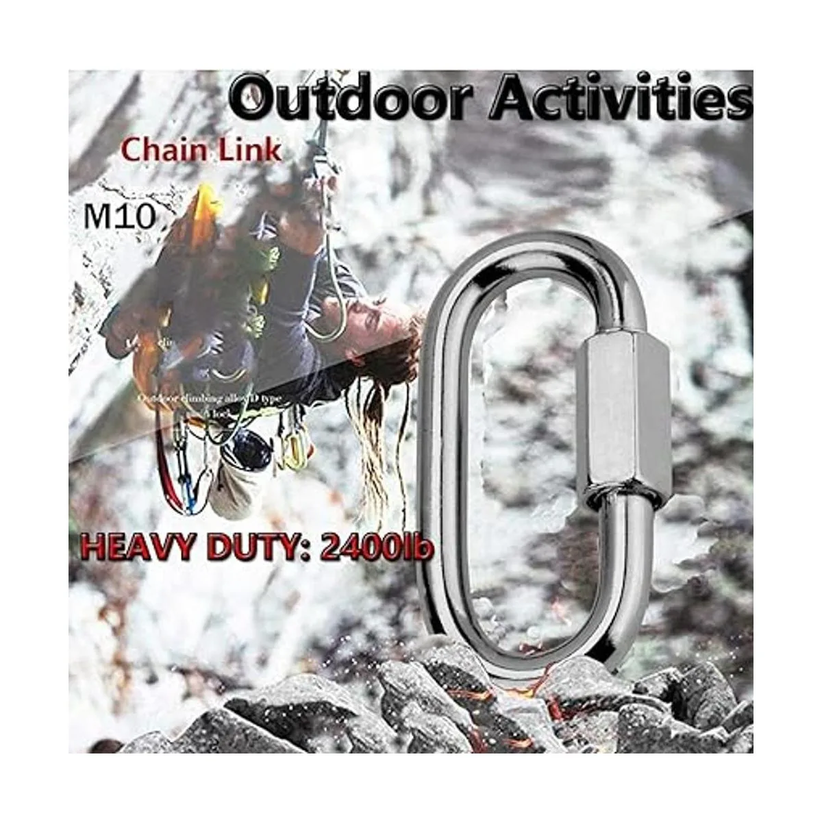 Quick Link mosquetón de acero inoxidable 304 en forma de