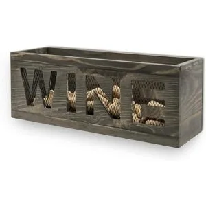 MyGift Cesta de madera y metal para colgar en la pared