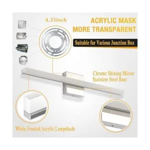 Combuh Luz LED de tocador de baño de 16 pulgadas 9 W_4