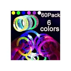 Paquete de 60 pulseras de varillas 6 colores LED de la_3