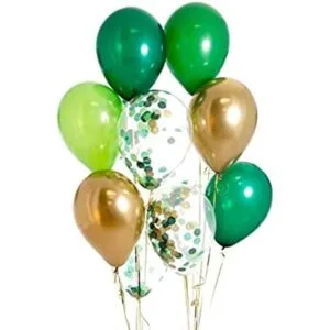 50 globos de confeti verde neón verde bosque con cinta_1