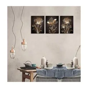 Arte abstracto de pared con flores marrones lienzo_4