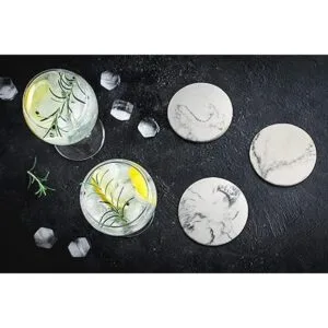 Essentra Home Juego de 6 posavasos de mármol blanco para_6