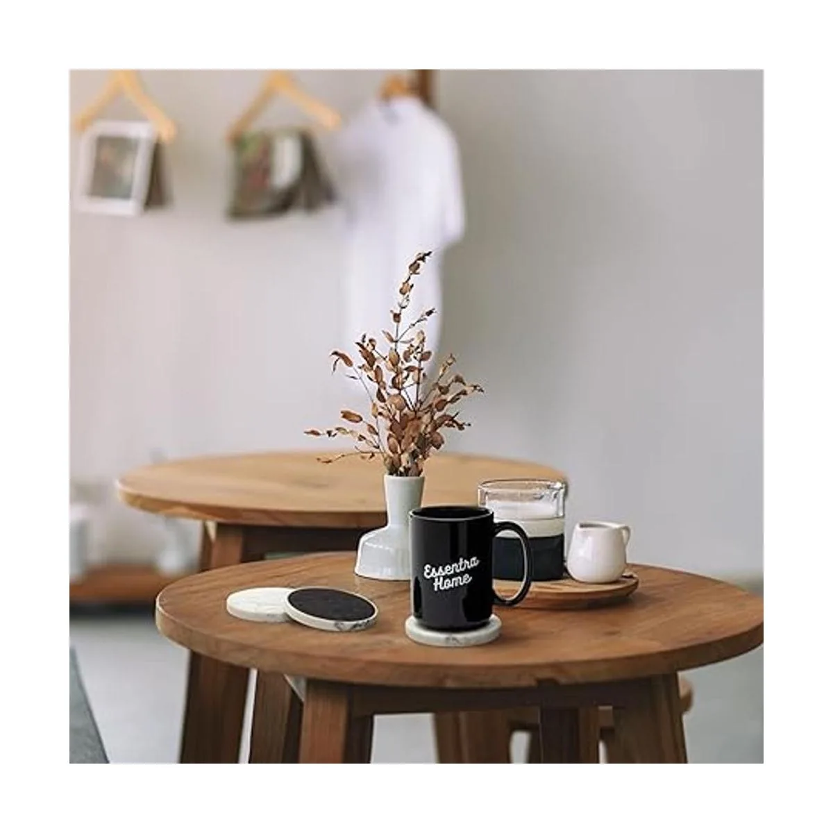 Essentra Home Juego de 6 posavasos de mármol blanco para_5