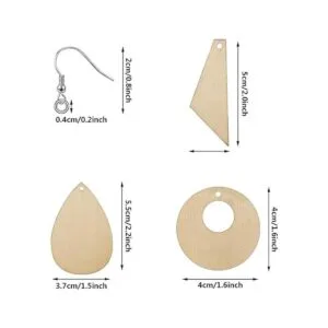 60 aretes de madera sin acabar lágrima en blanco y