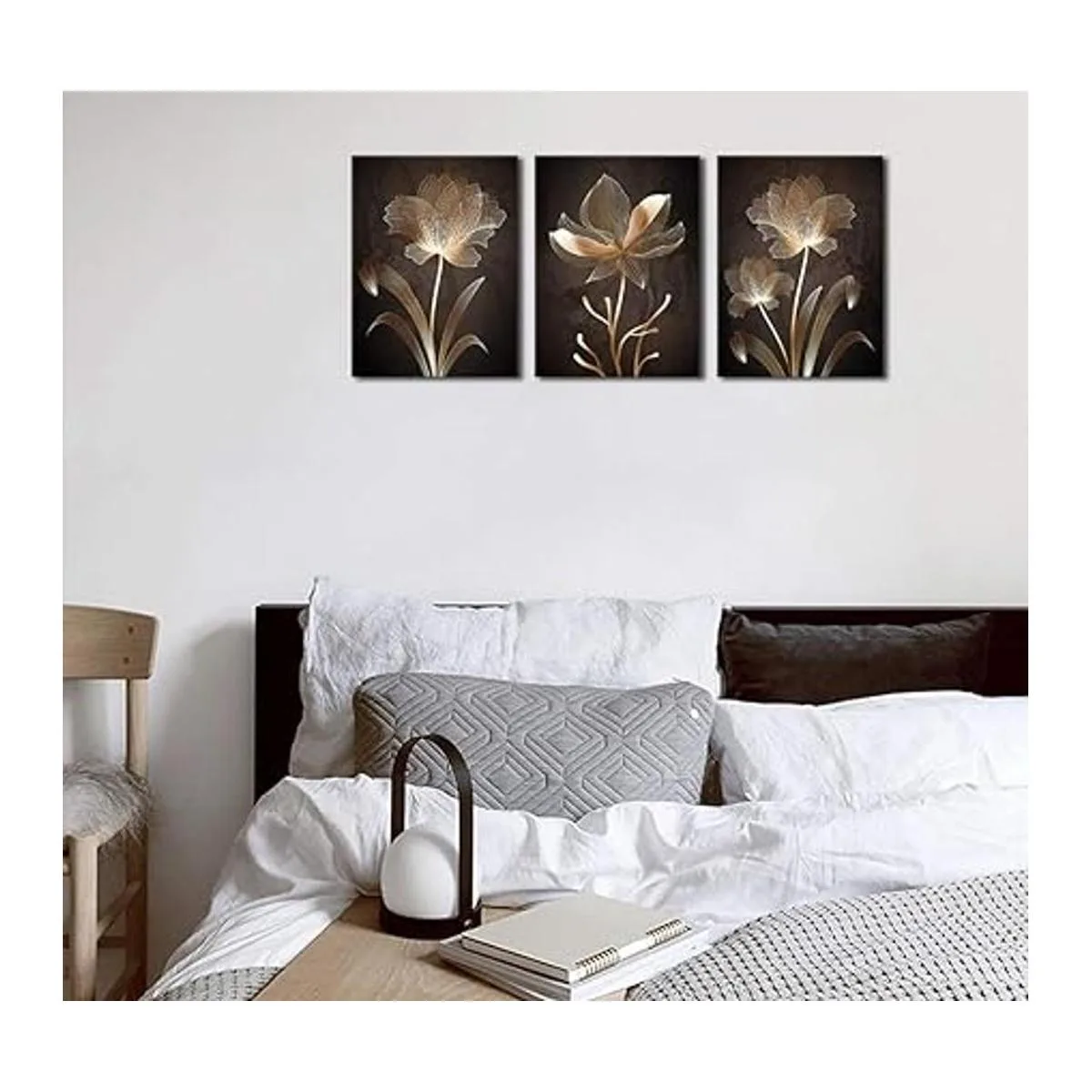 Arte abstracto de pared con flores marrones lienzo_3