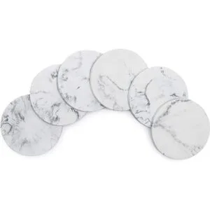 Essentra Home Juego de 6 posavasos de mármol blanco para_2