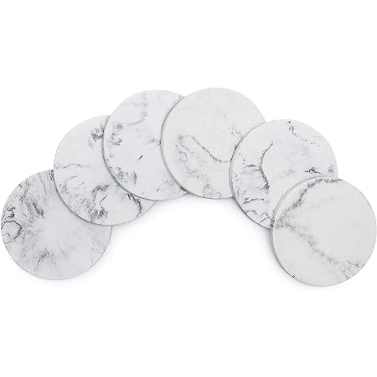 Essentra Home Juego de 6 posavasos de mármol blanco para_2