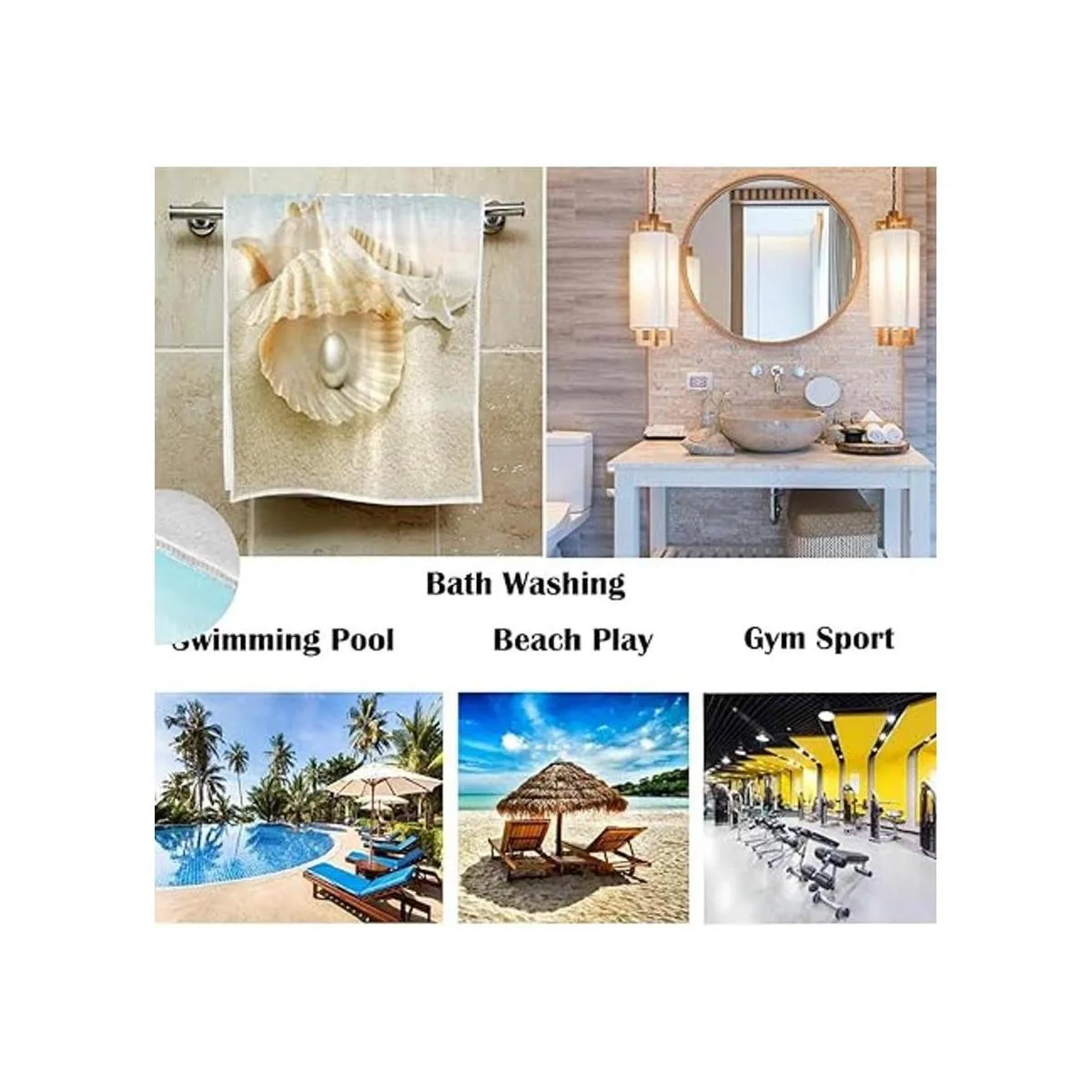 Starfish Shell Toallas de mano de playa con perlas de 16_2