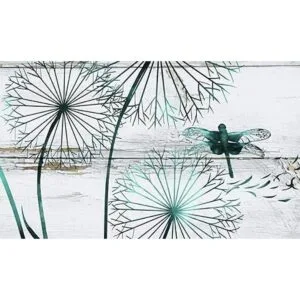 Decoración de arte visual abstracta libélula verde azulado_5