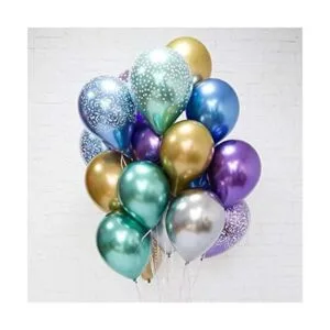 100 globos de látex verdes metálicos de varios tamaños_5