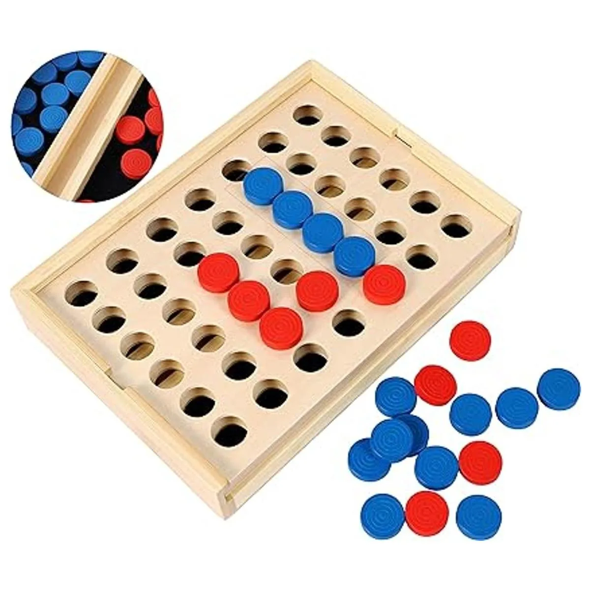 TOWO Juego de 4 en fila de madera Juego de estrategia_3