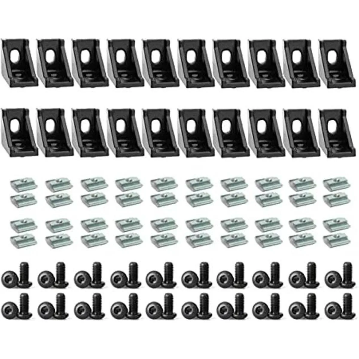 Juego de 20 conectores de perfil de aluminio negro serie