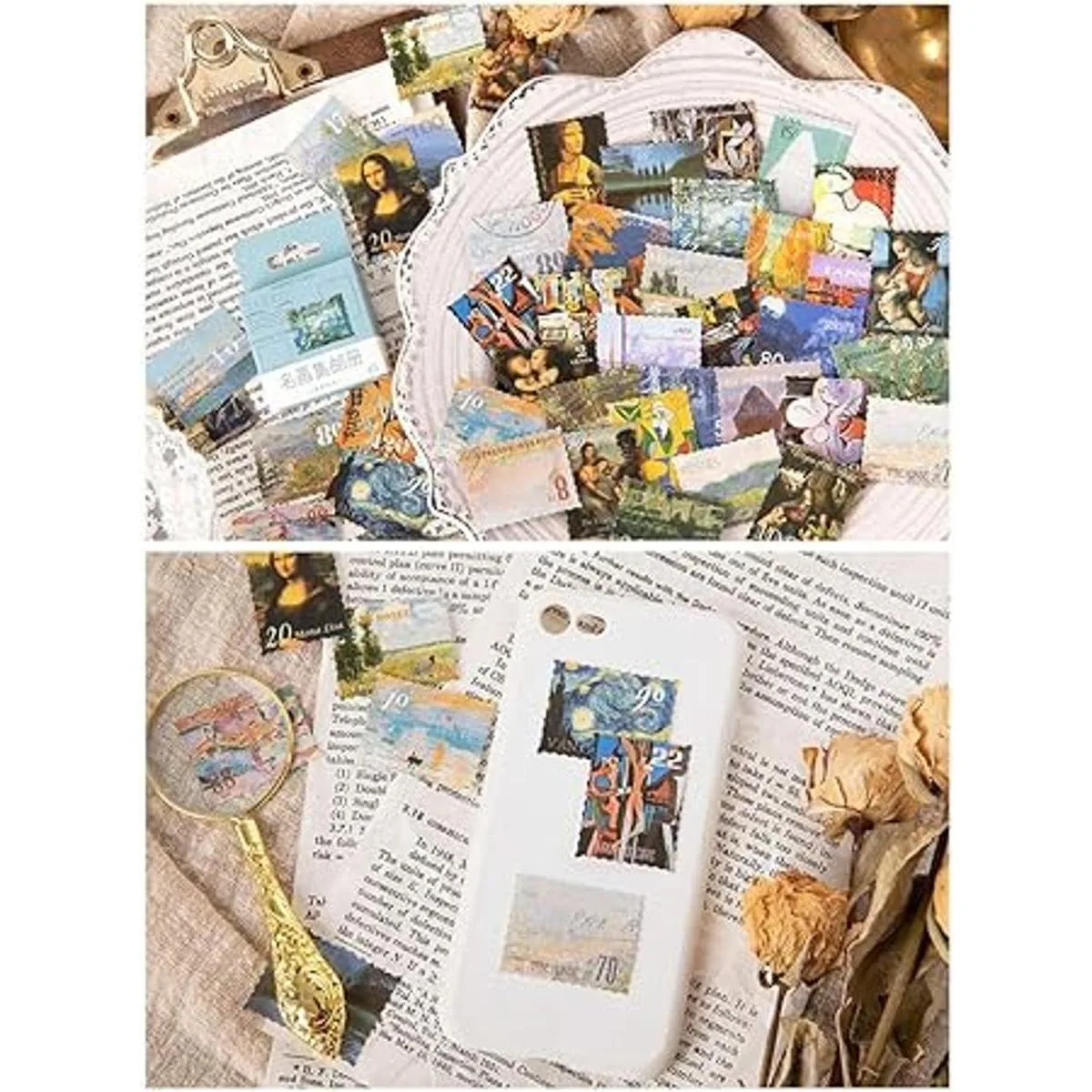 Juego de calcomanías de papel vintage 274 piezas de