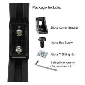 Juego de 20 conectores de perfil de aluminio negro serie