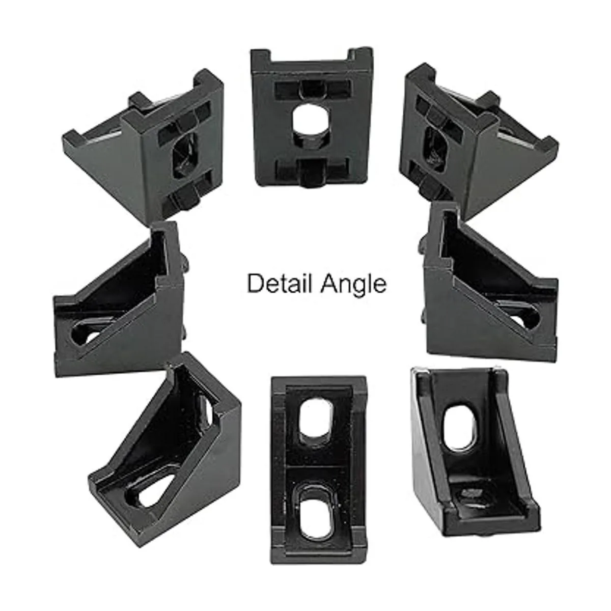 Juego de 20 conectores de perfil de aluminio negro serie