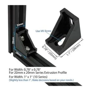 Juego de 20 conectores de perfil de aluminio negro serie