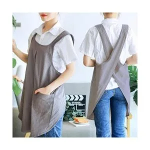 Delantales de cocina de lino japonés con espalda cruzada_3