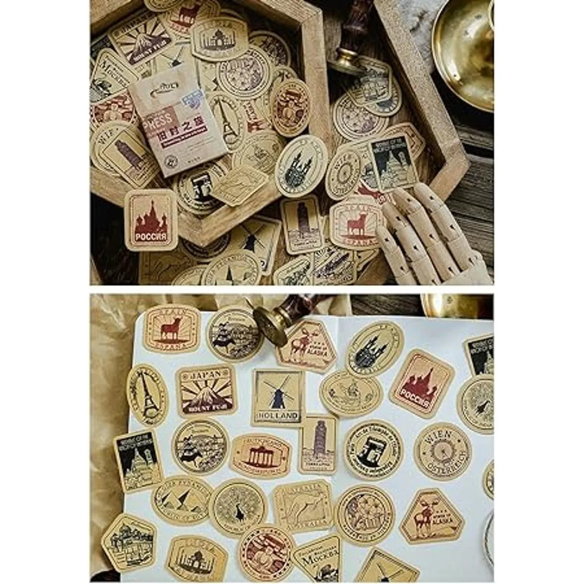 Juego de calcomanías de papel vintage 274 piezas de