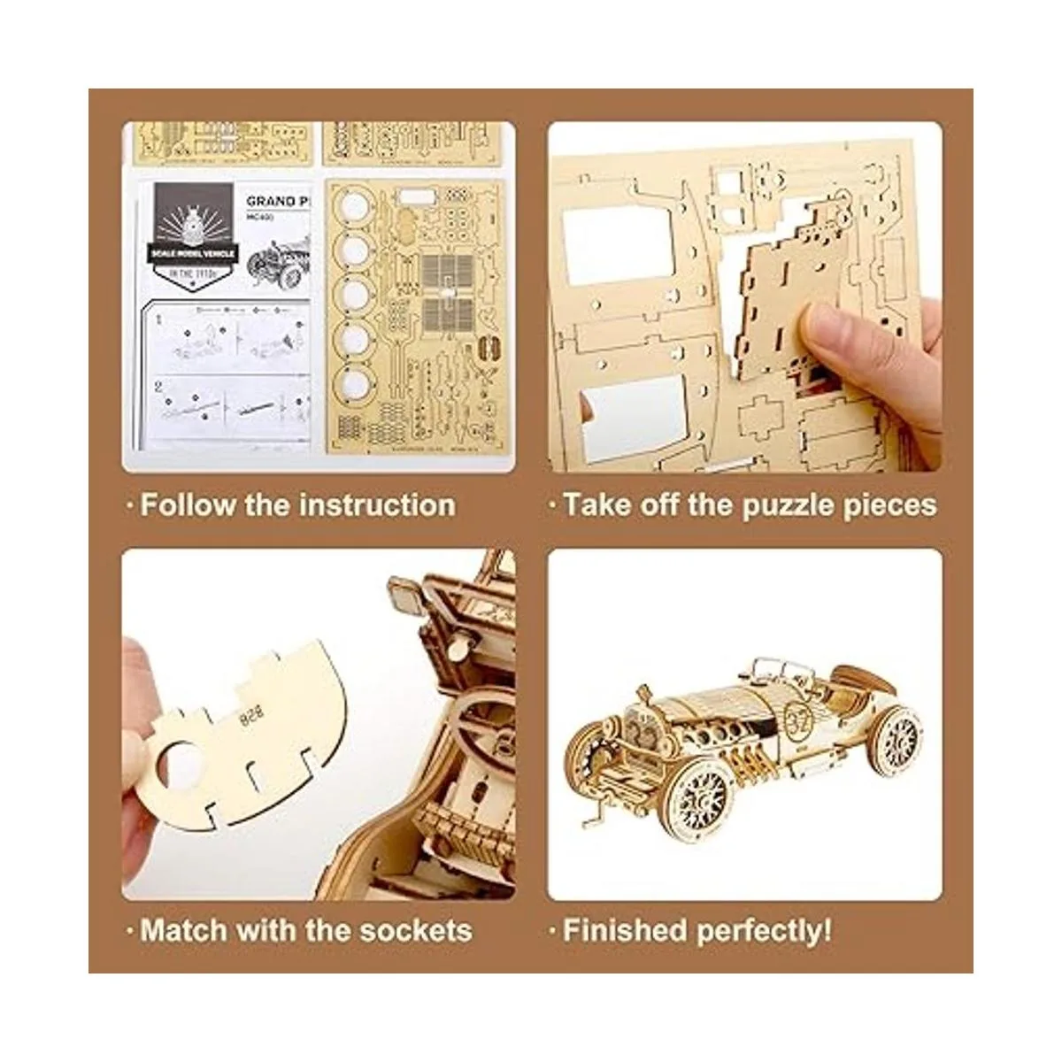 ROBOTIME Juego de rompecabezas de madera en 3D para_4