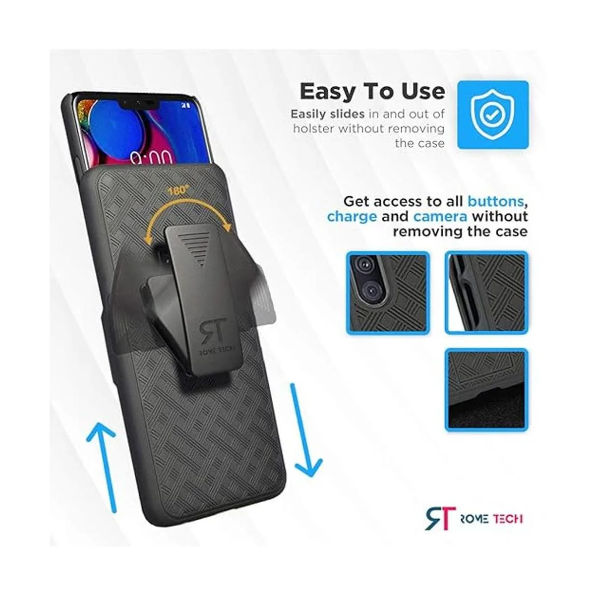 Rome Tech Funda con clip para cinturón para LG V40 V40_4