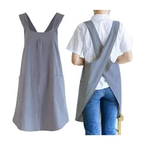 Delantales de cocina de lino japonés con espalda cruzada_1