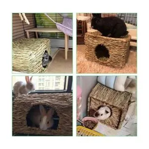 Tfwadmx Casa de hierba de conejo extra grande Cama de