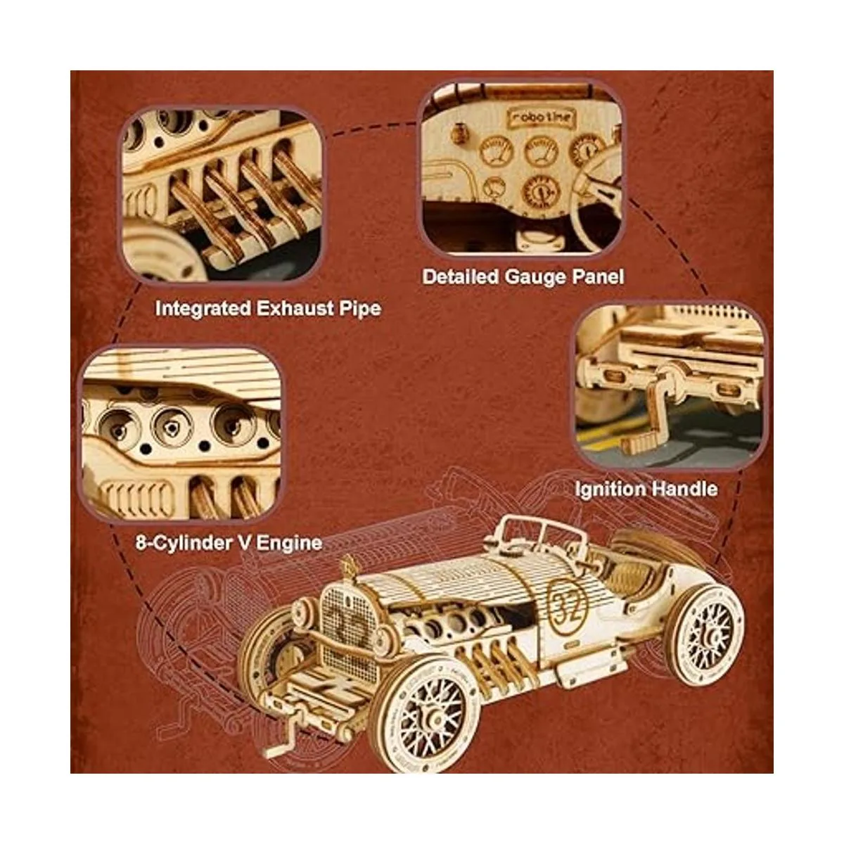 ROBOTIME Juego de rompecabezas de madera en 3D para_5