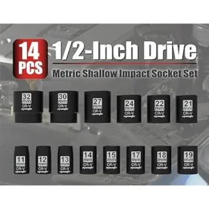 EPAuto 12Inch Drive Metric Shallow Impact Socket Set